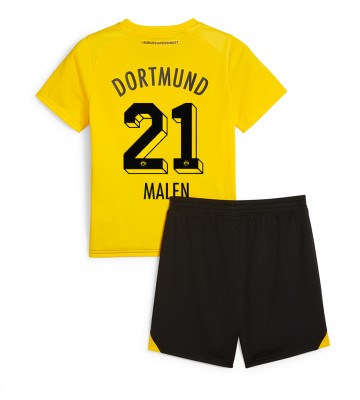 Maillot de foot Borussia Dortmund Donyell Malen #21 Domicile enfant 2023-24 Manches Courte (+ pantalon court)